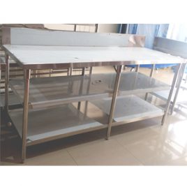 Work Table W/ 2 Under Shelf & Back Splash / Per Meter